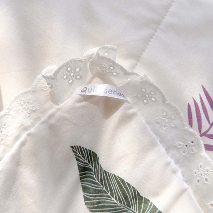 91家纺网 家纺一手货源 找家纺 芯恋 2025新款韩版花边里外全棉棉花夏被春秋被 绿朵清晨