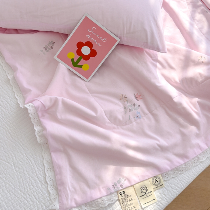 91家纺网 家纺一手货源 找家纺 芯恋 2025新款韩版花边里外全棉棉花夏被春秋被 梦人花香