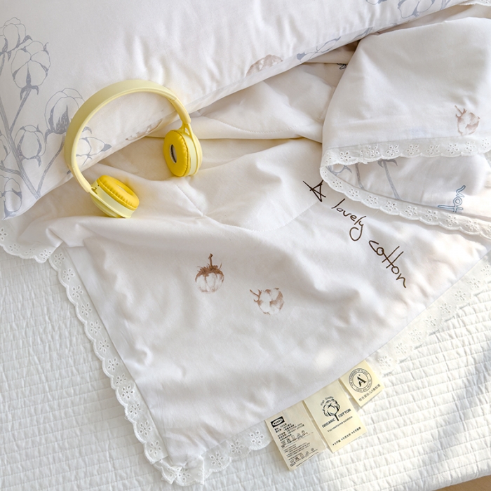 91家纺网 家纺一手货源 找家纺 芯恋 2025新款韩版花边里外全棉棉花夏被春秋被 棉花树下