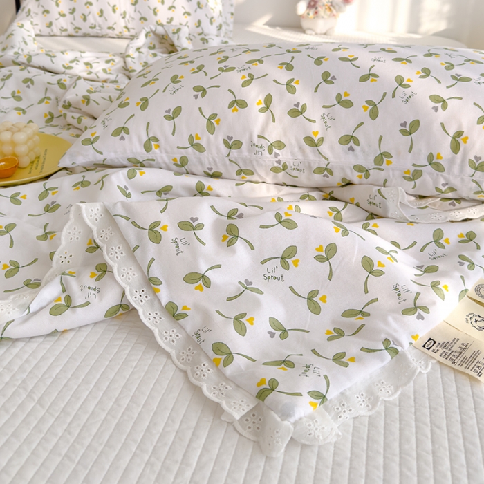 91家纺网 家纺一手货源 找家纺 芯恋 2025新款韩版花边里外全棉棉花夏被春秋被 嫩芽儿1