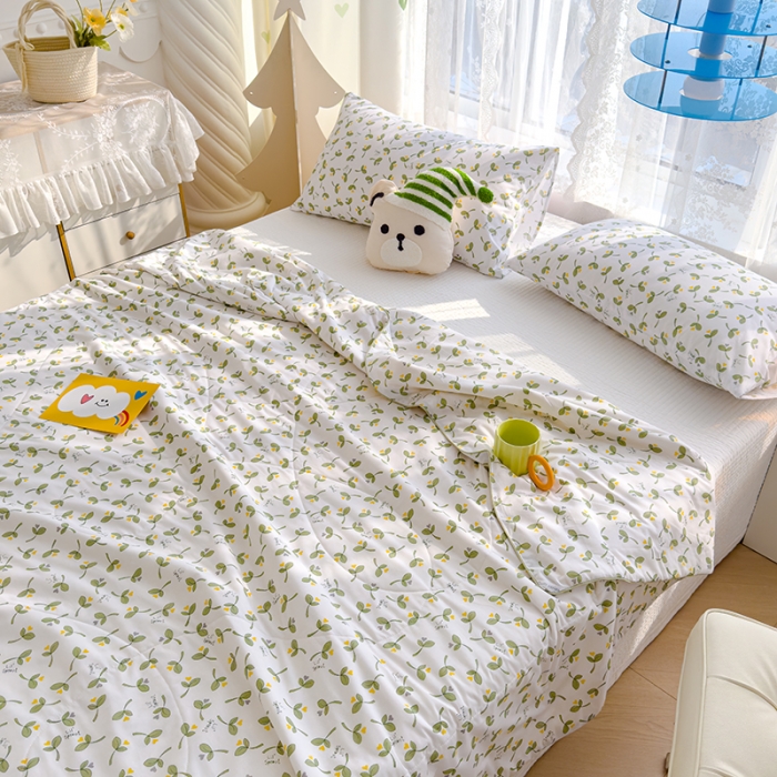 91家纺网 家纺一手货源 找家纺 芯恋 2025新款韩版花边里外全棉棉花夏被春秋被 嫩芽儿2嵌绳款