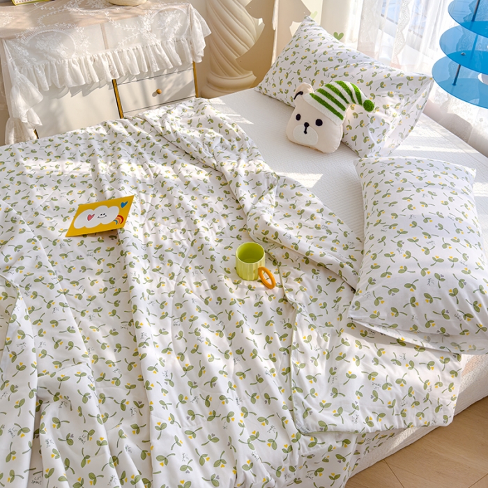 91家纺网 家纺一手货源 找家纺 芯恋 2025新款韩版花边里外全棉棉花夏被春秋被 嫩芽儿2嵌绳款