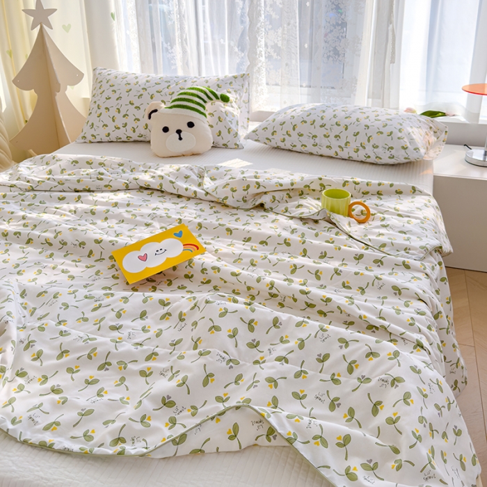 91家纺网 家纺一手货源 找家纺 芯恋 2025新款韩版花边里外全棉棉花夏被春秋被 嫩芽儿2嵌绳款