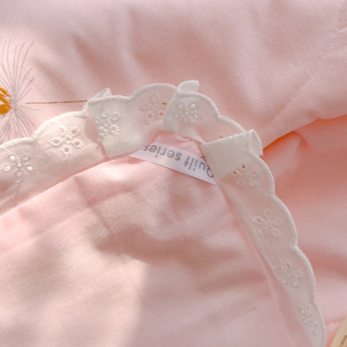 91家纺网 家纺一手货源 找家纺 芯恋 2025新款韩版花边里外全棉棉花夏被春秋被 蒲公英