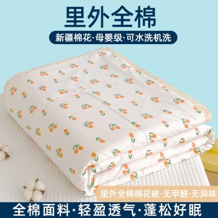 91家纺网 家纺一手货源 找家纺 芯恋 2025新款韩版花边里外全棉棉花夏被春秋被 浅浅花漾