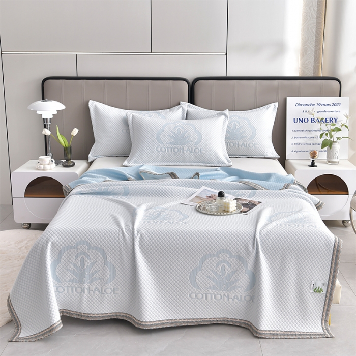 91家纺网 家纺一手货源 找家纺 星窝 2025新款品质艾草针织棉提花夏被夏凉被直播 舒棉