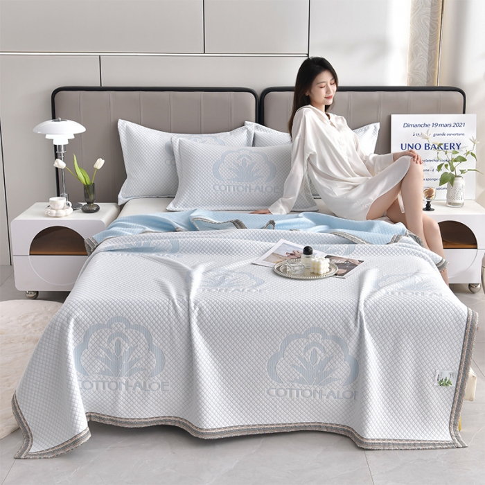 91家纺网 家纺一手货源 找家纺 星窝 2025新款品质艾草针织棉提花夏被夏凉被直播 舒棉