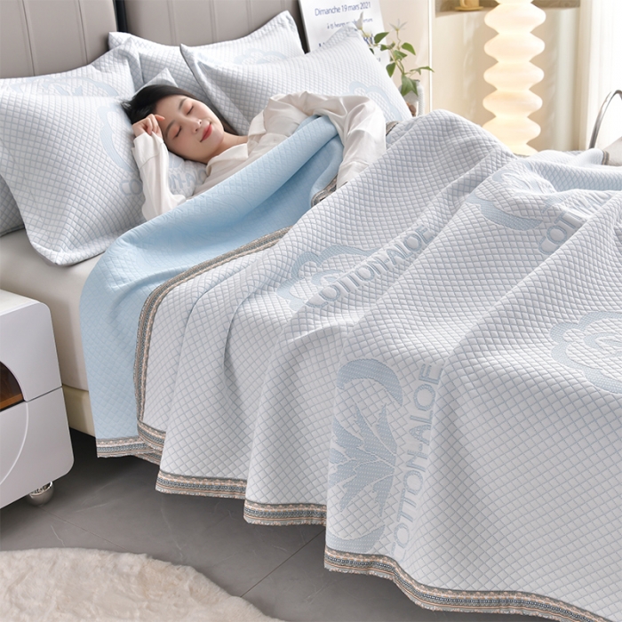 91家纺网 家纺一手货源 找家纺 星窝 2025新款品质艾草针织棉提花夏被夏凉被直播 舒棉