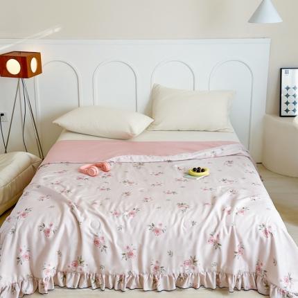 91家纺网 家纺一手货源 找家纺 顾里 2024新款韩系天丝莫代尔花边夏被 玫瑰花园