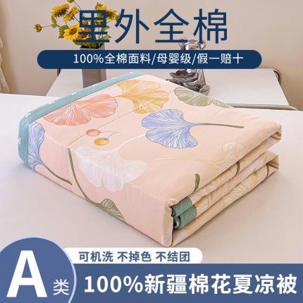 鑫棉坊 2024新款新疆棉全棉印花棉花夏被 银杏果实