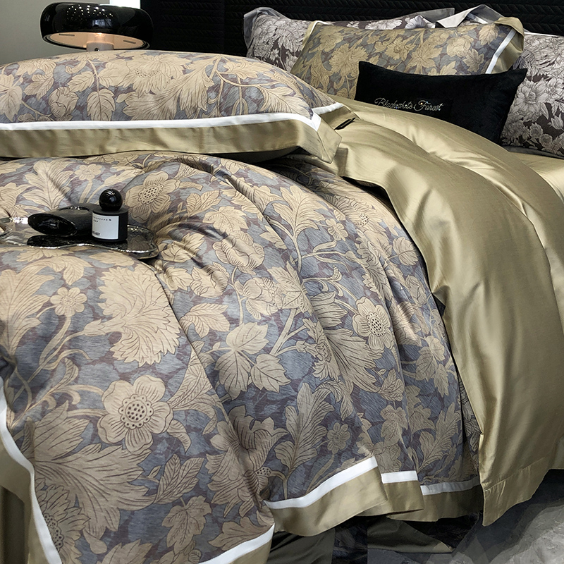 91家纺网 家纺一手货源 找家纺 黑白森林2024款 50X50S高支天丝棉数码印花四件套天丝全棉