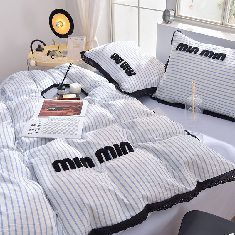 91家纺网 家纺一手货源 找家纺 炫拼 2025直播爆款新款A类全棉水洗棉毛巾绣四件套--赫本风 赫本—星辰