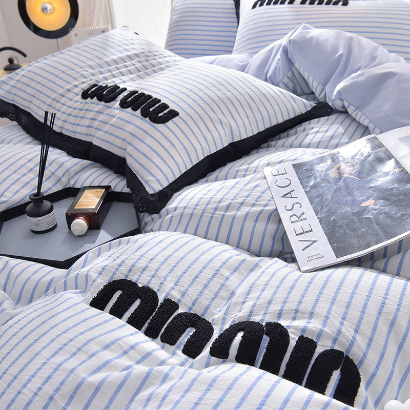 91家纺网 家纺一手货源 找家纺 炫拼 2025直播爆款新款A类全棉水洗棉毛巾绣四件套--赫本风 赫本—星辰