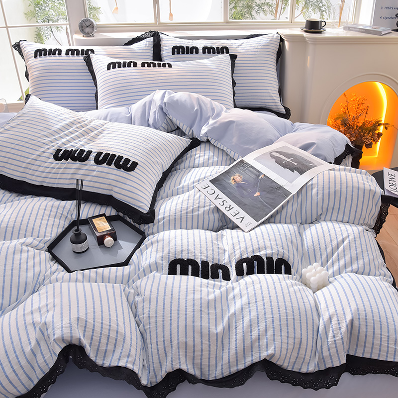 91家纺网 家纺一手货源 找家纺 炫拼 2025直播爆款新款A类全棉水洗棉毛巾绣四件套--赫本风 赫本—星辰