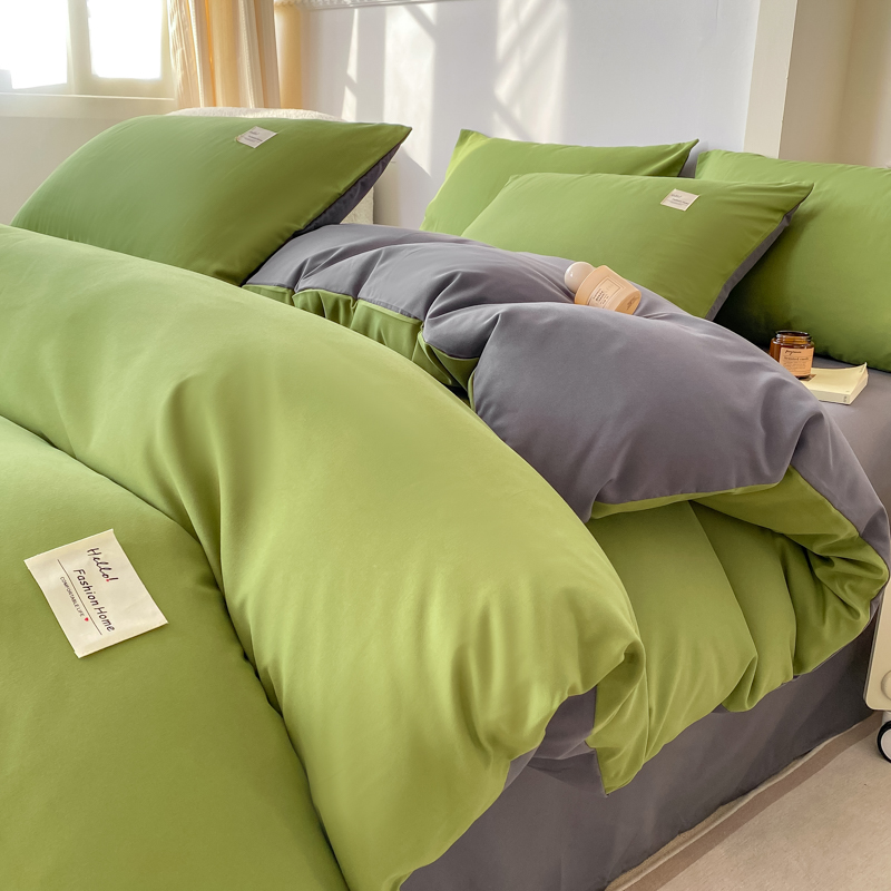 91家纺网 家纺一手货源 找家纺 红日子2024新款纯色雅棉四件套