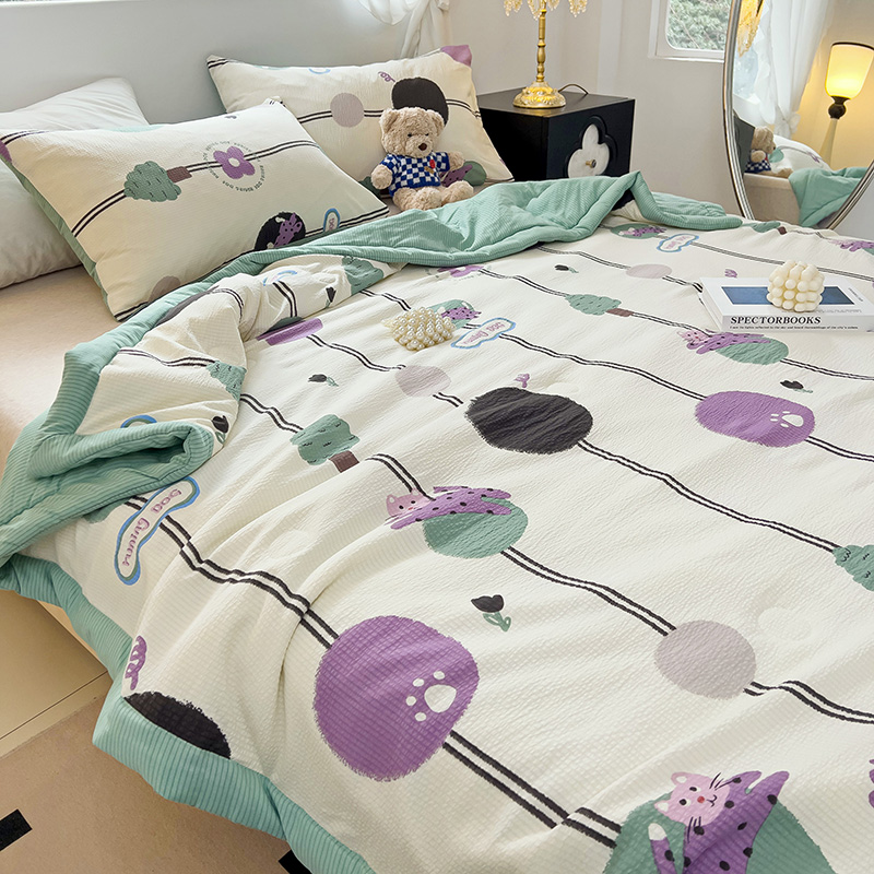 91家纺网 家纺一手货源 找家纺 星巴K家纺 2024新款小清新柔软泡泡棉夏凉被被子空调被夏被 初夏