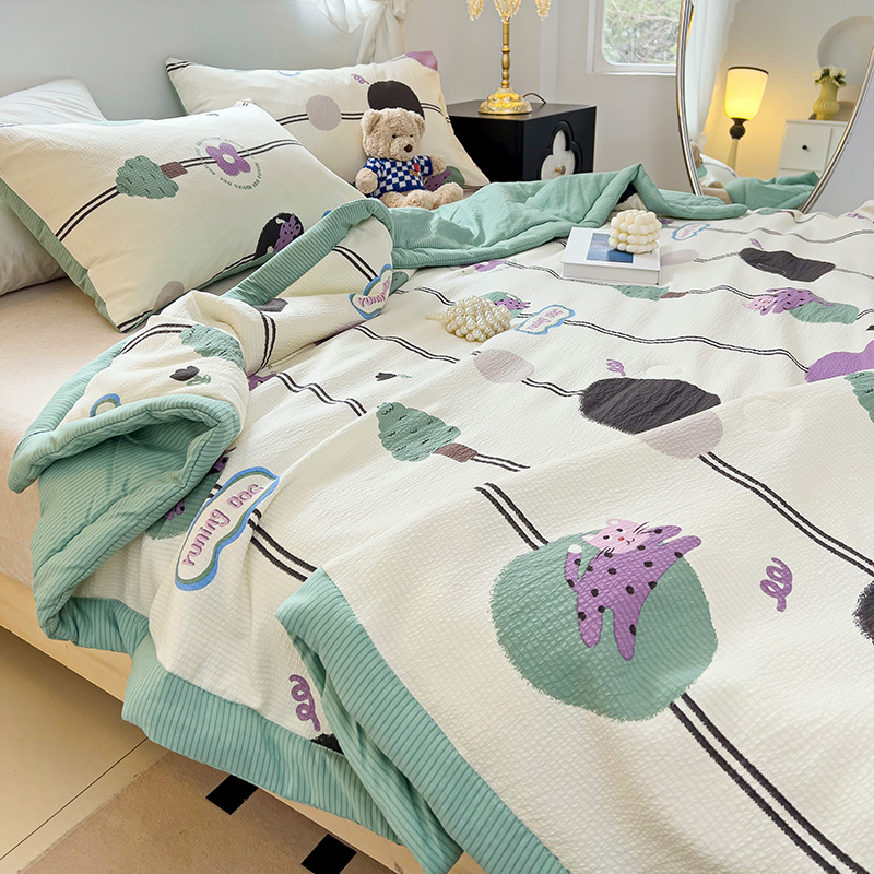 91家纺网 家纺一手货源 找家纺 星巴K家纺 2024新款小清新柔软泡泡棉夏凉被被子空调被夏被 初夏