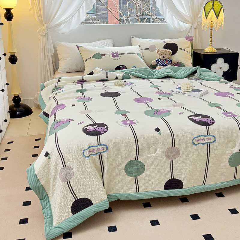 91家纺网 家纺一手货源 找家纺 星巴K家纺 2024新款小清新柔软泡泡棉夏凉被被子空调被夏被 初夏