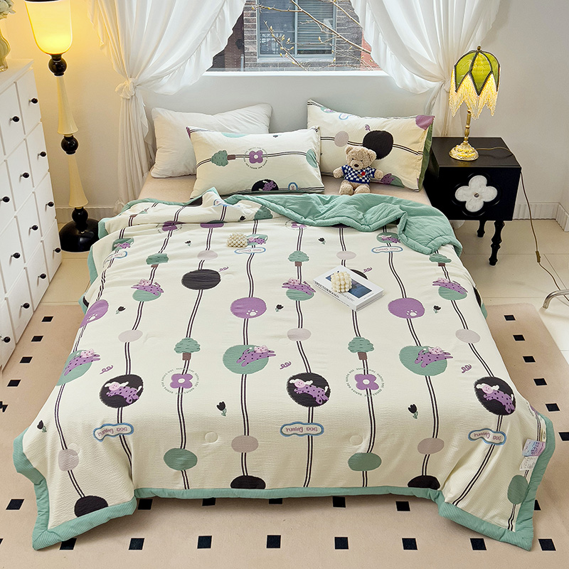 91家纺网 家纺一手货源 找家纺 星巴K家纺 2024新款小清新柔软泡泡棉夏凉被被子空调被夏被 初夏