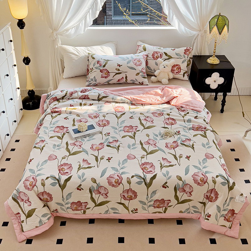 91家纺网 家纺一手货源 找家纺 星巴K家纺 2024新款小清新柔软泡泡棉夏凉被被子空调被夏被 花海