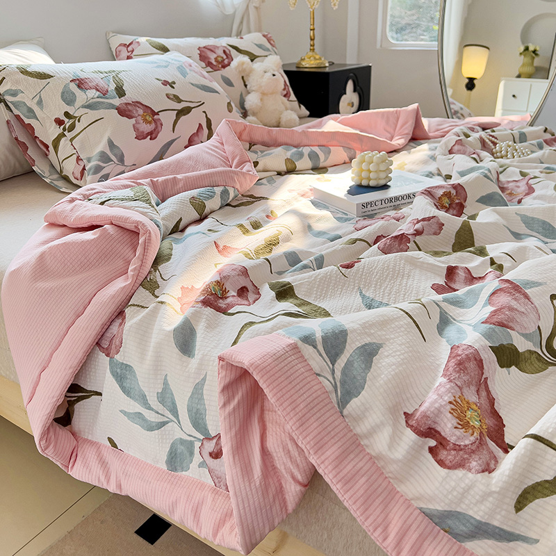 91家纺网 家纺一手货源 找家纺 星巴K家纺 2024新款小清新柔软泡泡棉夏凉被被子空调被夏被 花海