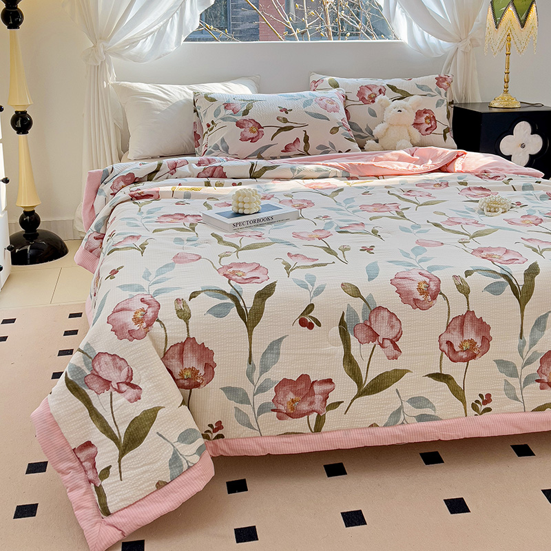 91家纺网 家纺一手货源 找家纺 星巴K家纺 2024新款小清新柔软泡泡棉夏凉被被子空调被夏被 花海