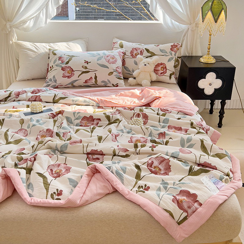 91家纺网 家纺一手货源 找家纺 星巴K家纺 2024新款小清新柔软泡泡棉夏凉被被子空调被夏被 花海