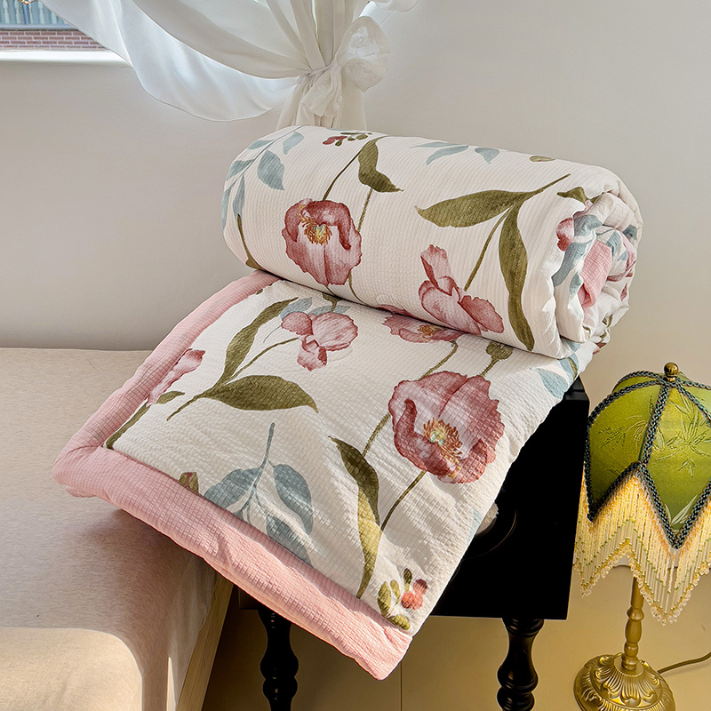 91家纺网 家纺一手货源 找家纺 星巴K家纺 2024新款小清新柔软泡泡棉夏凉被被子空调被夏被 花海