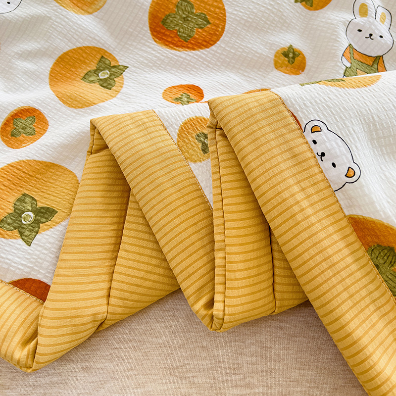 91家纺网 家纺一手货源 找家纺 星巴K家纺 2024新款小清新柔软泡泡棉夏凉被被子空调被夏被 甜柿