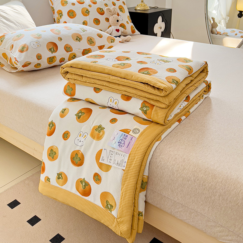 星巴K家纺 2024新款小清新柔软泡泡棉夏凉被被子空调被夏被 甜柿