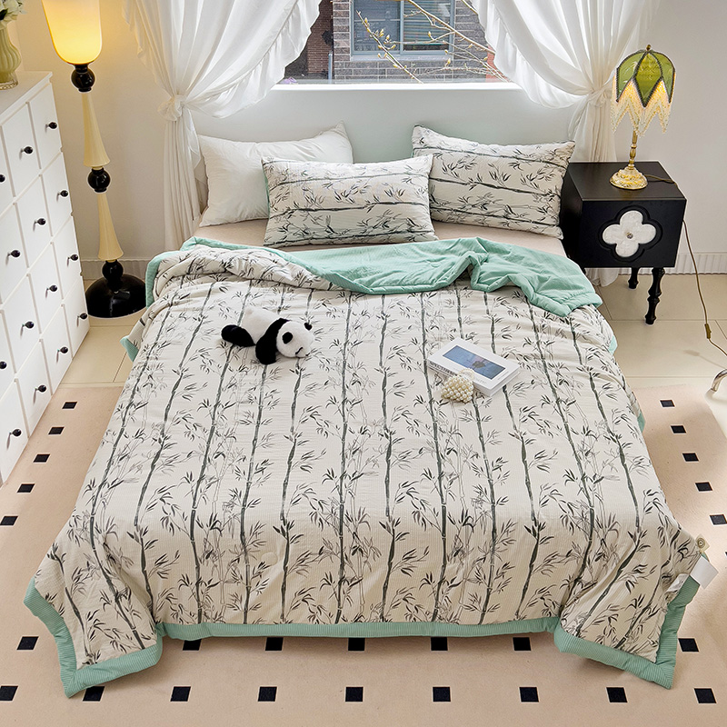 91家纺网 家纺一手货源 找家纺 星巴K家纺 2024新款小清新柔软泡泡棉夏凉被被子空调被夏被 竹影