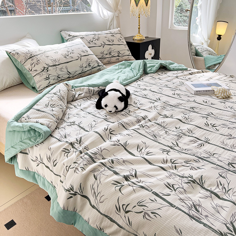 91家纺网 家纺一手货源 找家纺 星巴K家纺 2024新款小清新柔软泡泡棉夏凉被被子空调被夏被 竹影