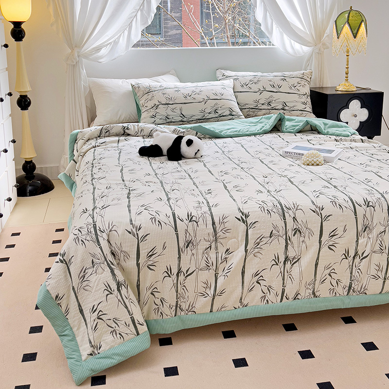 91家纺网 家纺一手货源 找家纺 星巴K家纺 2024新款小清新柔软泡泡棉夏凉被被子空调被夏被 竹影