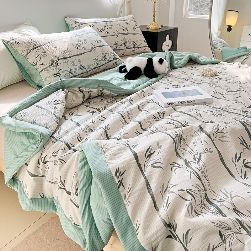 91家纺网 家纺一手货源 找家纺 星巴K家纺 2024新款小清新柔软泡泡棉夏凉被被子空调被夏被 竹影