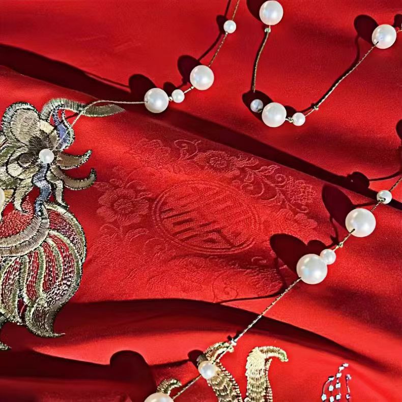 91家纺网 家纺一手货源 找家纺 梦丝语家纺婚庆四件套六件套八件套100支提花新品会员价399