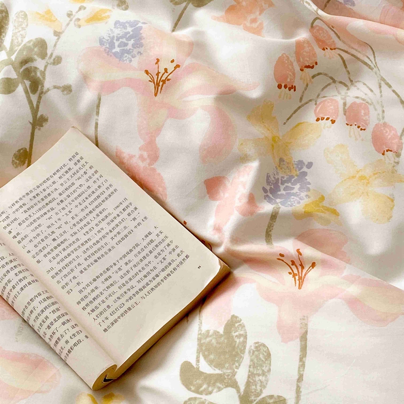 91家纺网 家纺一手货源 找家纺 佰亿莱 2024直播爆款全棉印花四件套 浮春绘