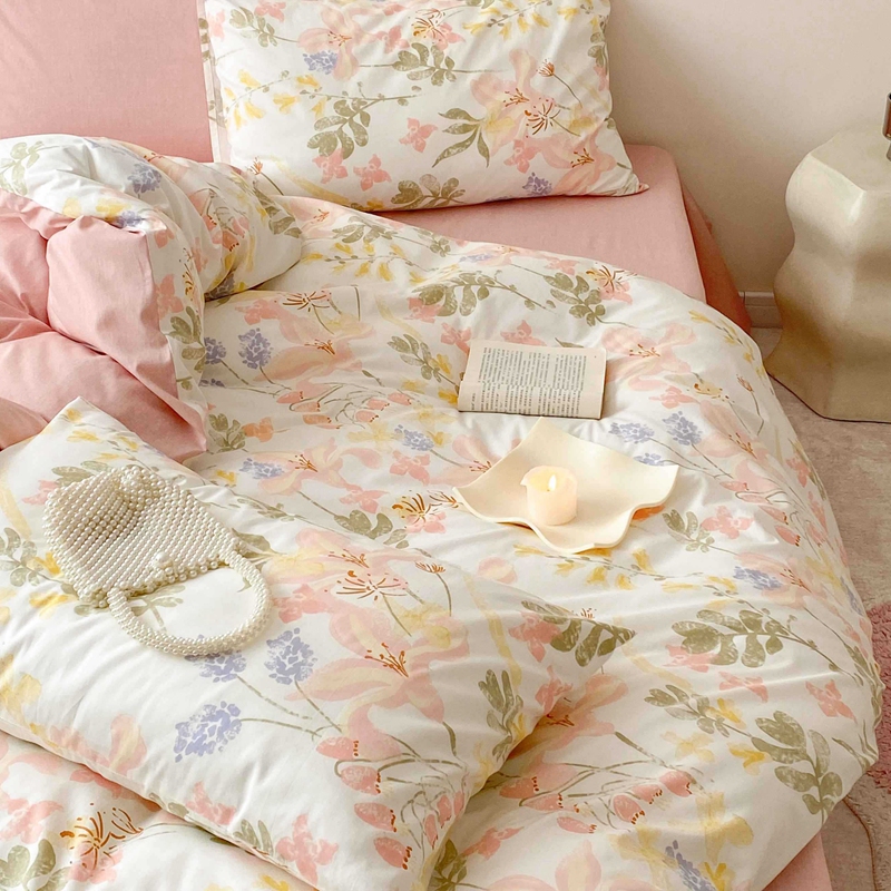 91家纺网 家纺一手货源 找家纺 佰亿莱 2024直播爆款全棉印花四件套 浮春绘