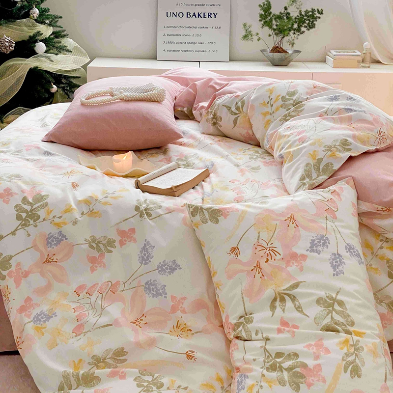 91家纺网 家纺一手货源 找家纺 佰亿莱 2024直播爆款全棉印花四件套 浮春绘