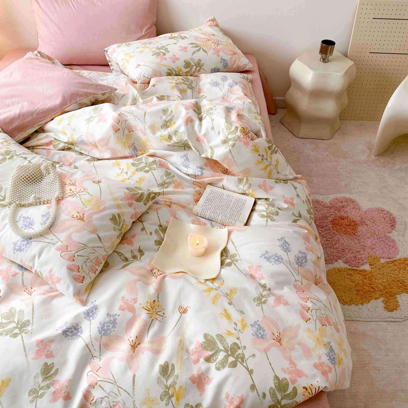 91家纺网 家纺一手货源 找家纺 佰亿莱 2024直播爆款全棉印花四件套 浮春绘