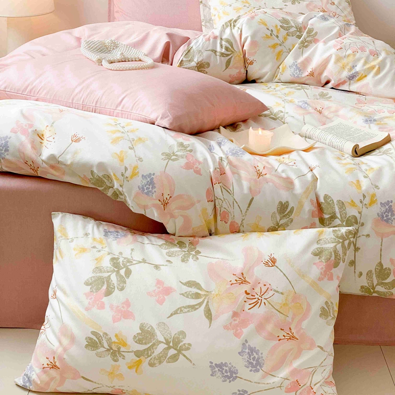 91家纺网 家纺一手货源 找家纺 佰亿莱 2024直播爆款全棉印花四件套 浮春绘