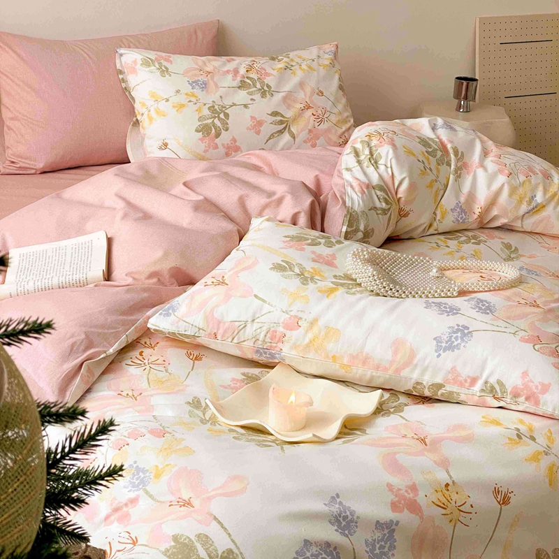 91家纺网 家纺一手货源 找家纺 佰亿莱 2024直播爆款全棉印花四件套 浮春绘