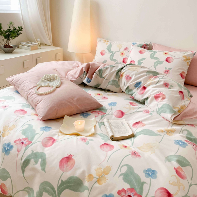 91家纺网 家纺一手货源 找家纺 佰亿莱 2024直播爆款全棉印花四件套 时留