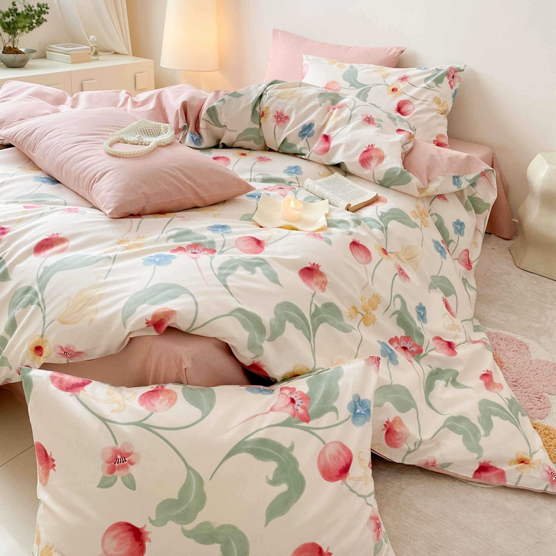 91家纺网 家纺一手货源 找家纺 佰亿莱 2024直播爆款全棉印花四件套 时留