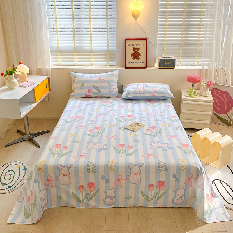 91家纺网 家纺一手货源 找家纺 蓝邻 2024新款全棉单品系列单床单 大白兔