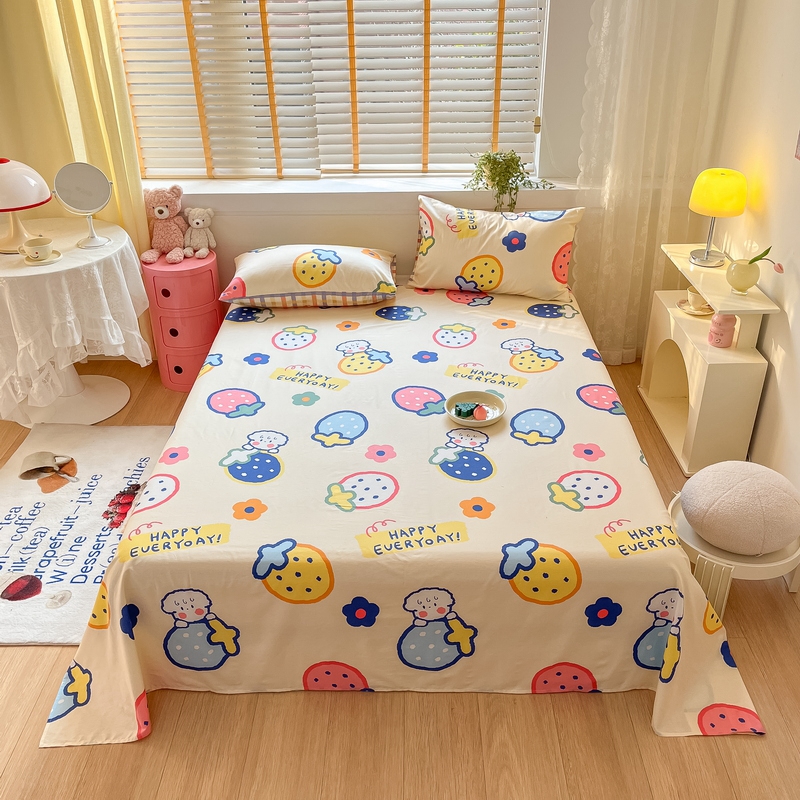 91家纺网 家纺一手货源 找家纺 蓝邻 2024新款全棉单品系列单床单 果缤纷