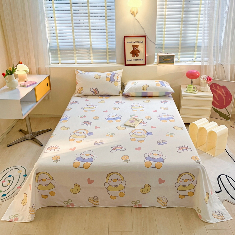 91家纺网 家纺一手货源 找家纺 蓝邻 2024新款全棉单品系列单床单 鸭鸭乐园