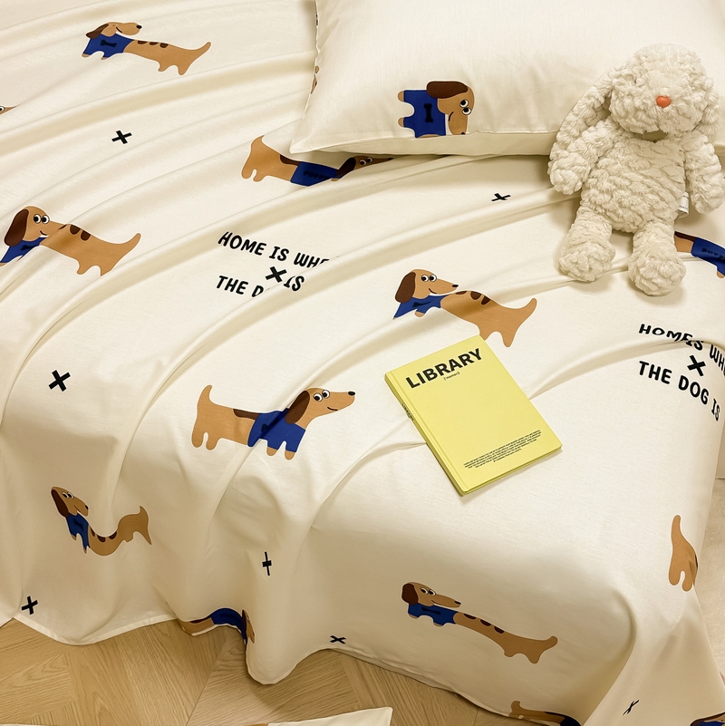 91家纺网 家纺一手货源 找家纺 蓝邻 2024新款全棉单品系列单床单 长条狗