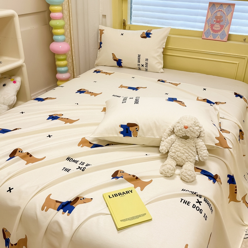 91家纺网 家纺一手货源 找家纺 蓝邻 2024新款全棉单品系列单床单 长条狗