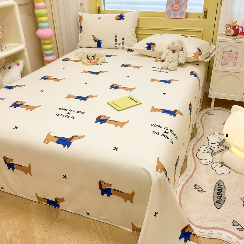 91家纺网 家纺一手货源 找家纺 蓝邻 2024新款全棉单品系列单床单 长条狗