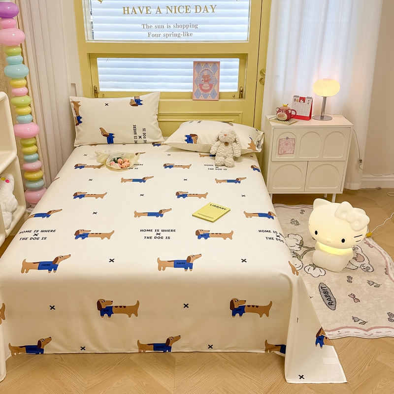 91家纺网 家纺一手货源 找家纺 蓝邻 2024新款全棉单品系列单床单 长条狗